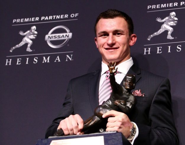 NEW YORK-DEC 8: Texas A&M quarterback Johnny Manziel is the winner of the 2012 Heisman trophy at the Marriott Marquis on December 8, 2012 in New York City.