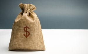 Money Bag With A Dollar Sign. Family Or Company Budget Concept.