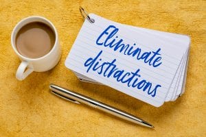 Eliminate distractions - handwriting on a stack of index cards w